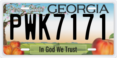 GA license plate PWK7171