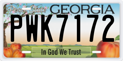 GA license plate PWK7172