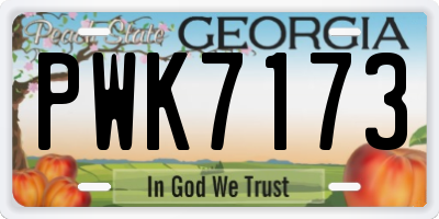 GA license plate PWK7173