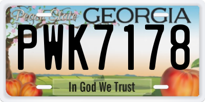 GA license plate PWK7178
