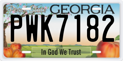 GA license plate PWK7182