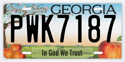 GA license plate PWK7187