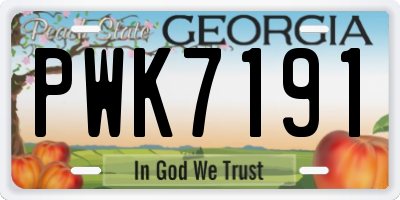 GA license plate PWK7191