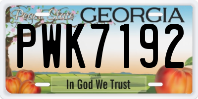 GA license plate PWK7192