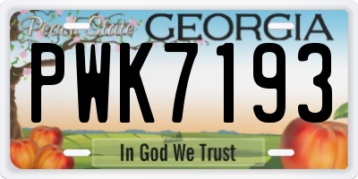 GA license plate PWK7193