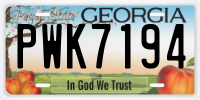 GA license plate PWK7194