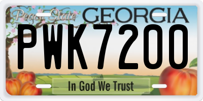 GA license plate PWK7200