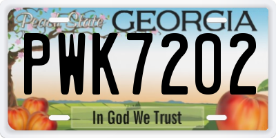 GA license plate PWK7202