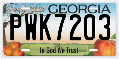 GA license plate PWK7203