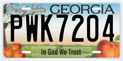 GA license plate PWK7204