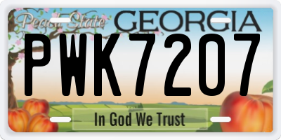 GA license plate PWK7207