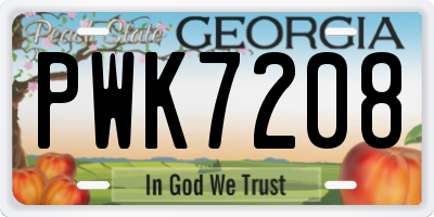 GA license plate PWK7208