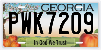 GA license plate PWK7209