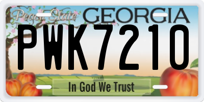 GA license plate PWK7210