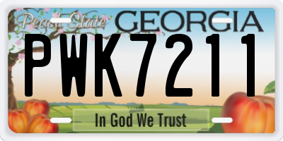 GA license plate PWK7211