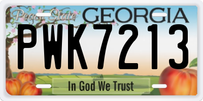 GA license plate PWK7213