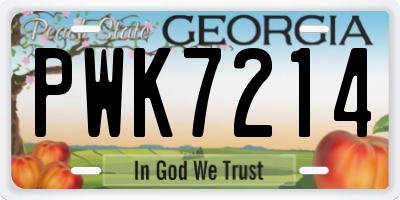 GA license plate PWK7214