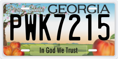 GA license plate PWK7215