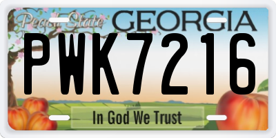 GA license plate PWK7216