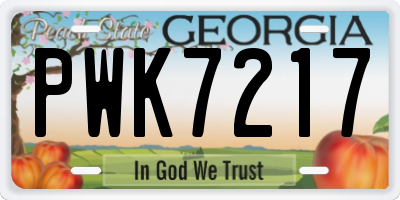 GA license plate PWK7217