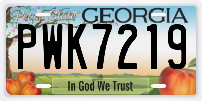 GA license plate PWK7219