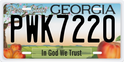 GA license plate PWK7220