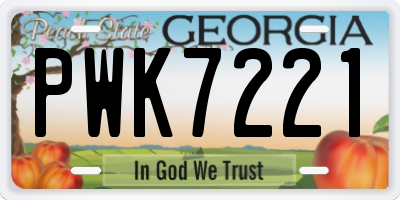 GA license plate PWK7221