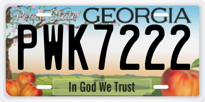 GA license plate PWK7222