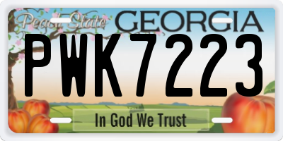 GA license plate PWK7223
