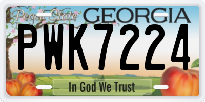 GA license plate PWK7224