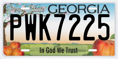 GA license plate PWK7225