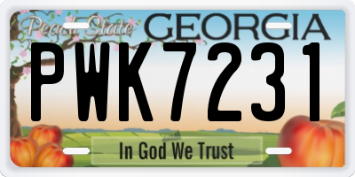 GA license plate PWK7231