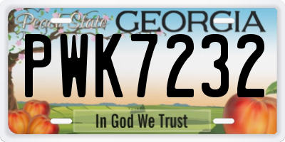 GA license plate PWK7232