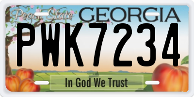 GA license plate PWK7234