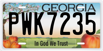 GA license plate PWK7235
