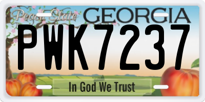 GA license plate PWK7237