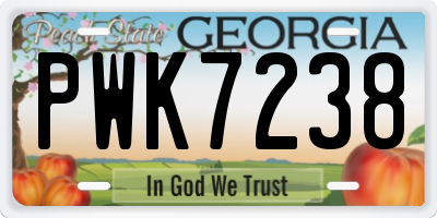 GA license plate PWK7238