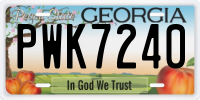 GA license plate PWK7240
