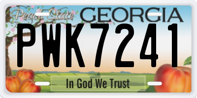 GA license plate PWK7241