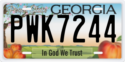 GA license plate PWK7244