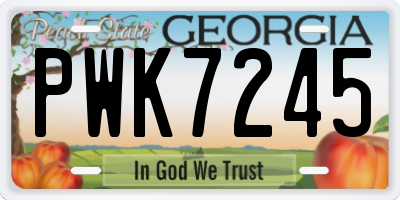 GA license plate PWK7245