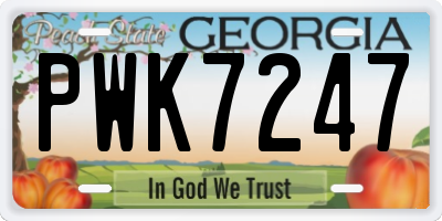 GA license plate PWK7247