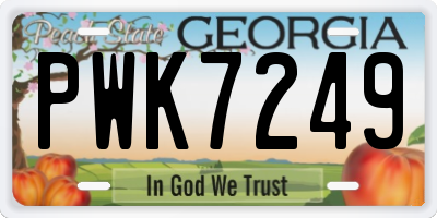 GA license plate PWK7249