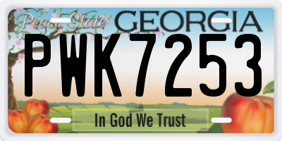 GA license plate PWK7253