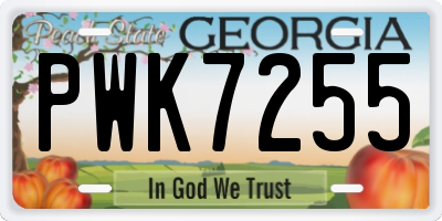 GA license plate PWK7255