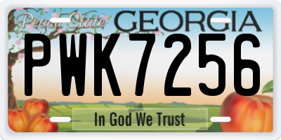 GA license plate PWK7256