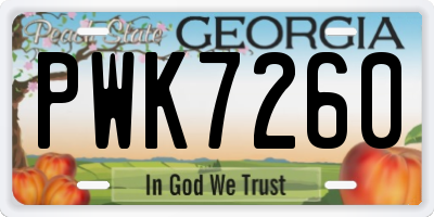 GA license plate PWK7260