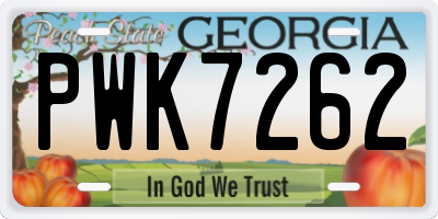 GA license plate PWK7262