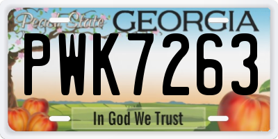 GA license plate PWK7263