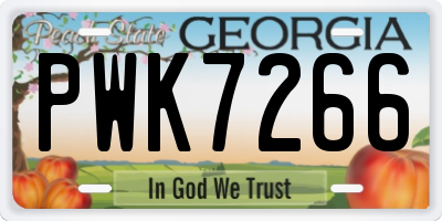 GA license plate PWK7266